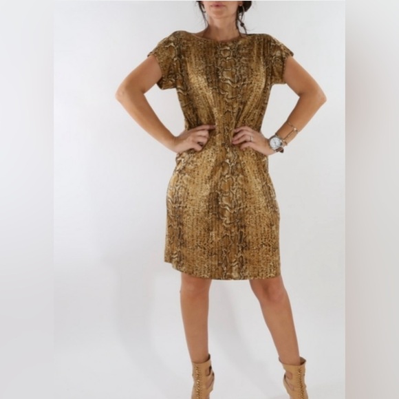 TORY BURCH Snake Print Silk Short Sleeve Dress size small - Picture 2 of 14